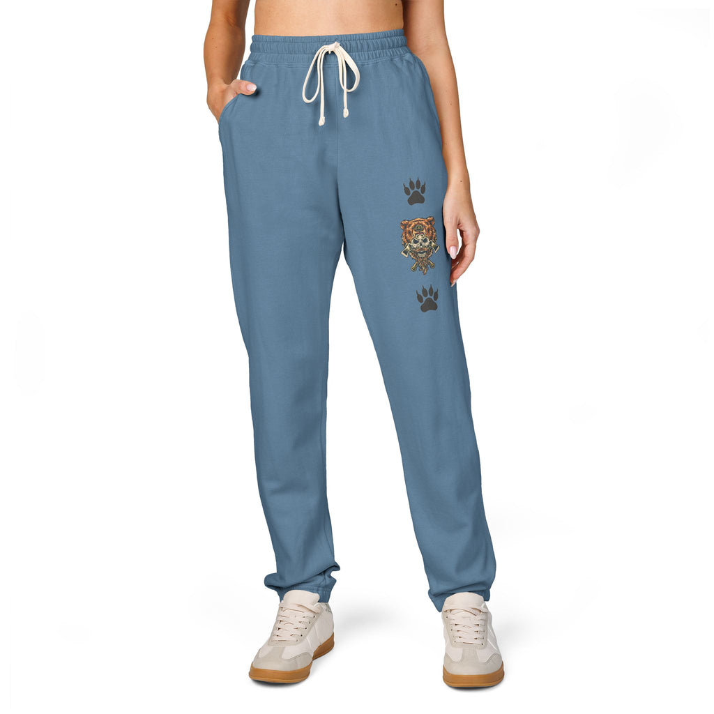 Bear Skull Print Fleece Sweatpants