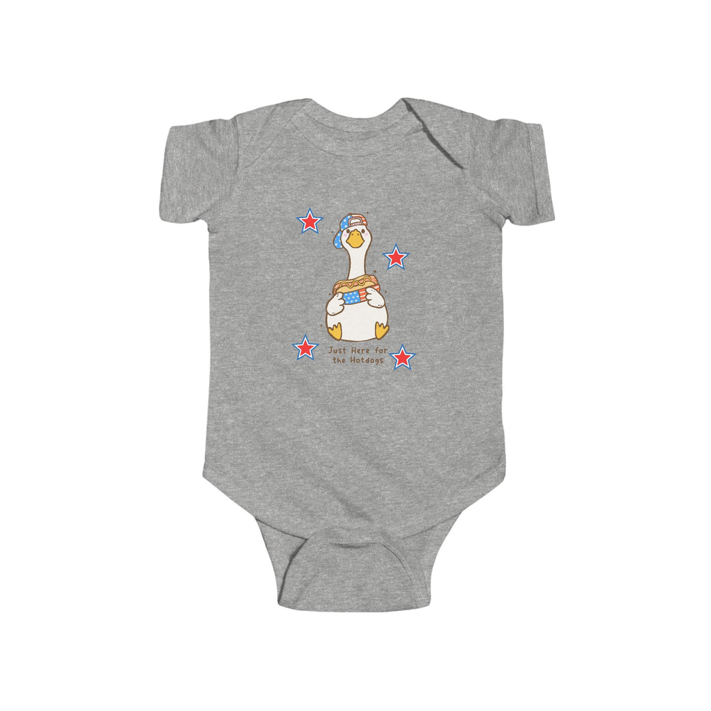 Here For The Hotdogs Infant Jersey Bodysuit