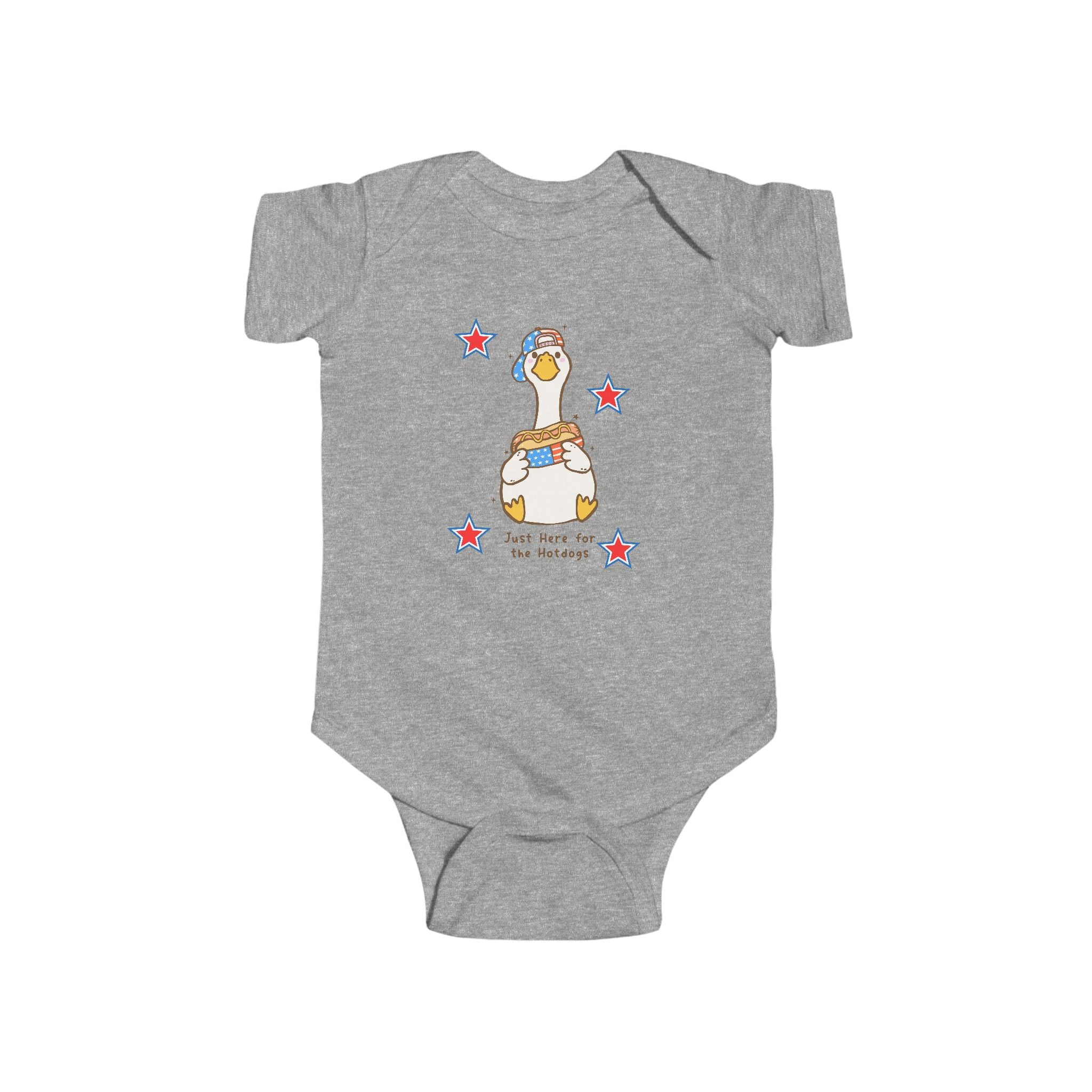 Here For The Hotdogs Infant Jersey Bodysuit
