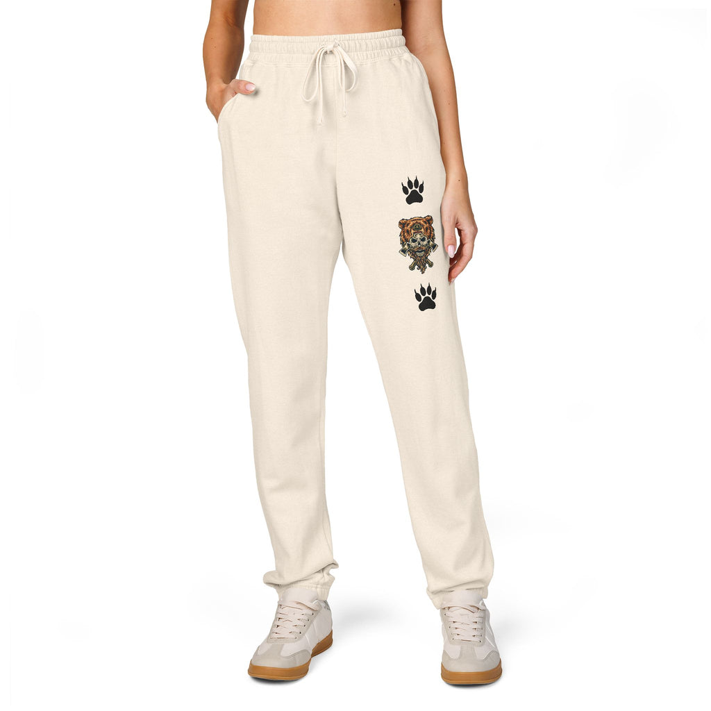 Bear Skull Print Fleece Sweatpants