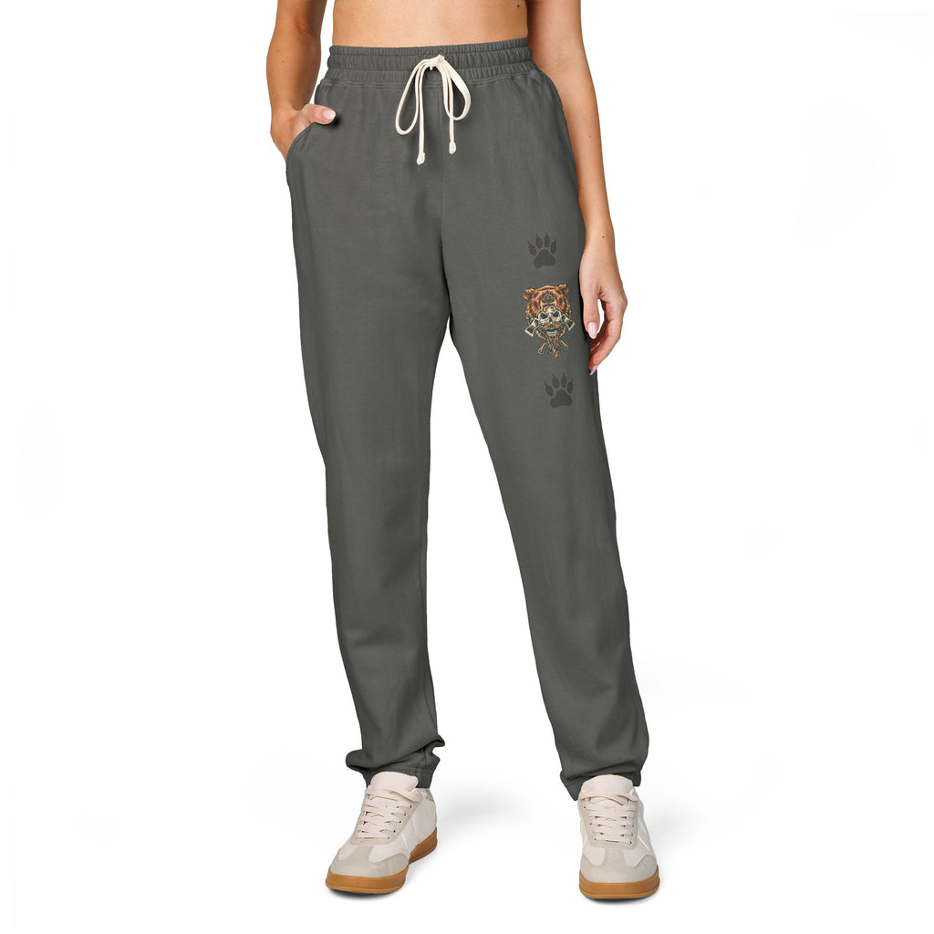 Bear Skull Print Fleece Sweatpants